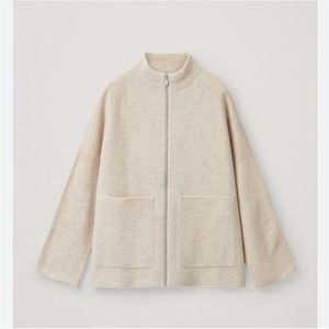 COS | Boiled wool zip-up cardigan sweater neutral sz L